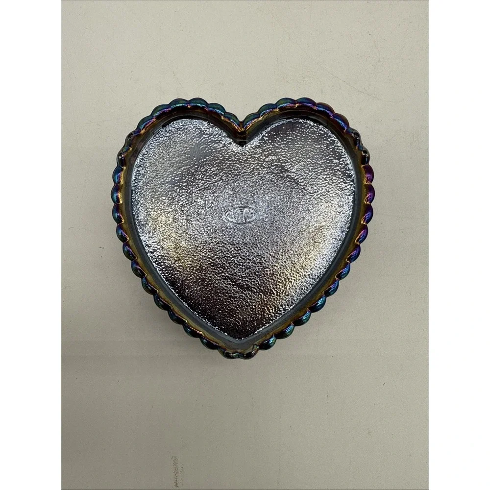 Vintage Fenton Carnival Glass Heart Shaped Candy Dish No Lid Approx 4